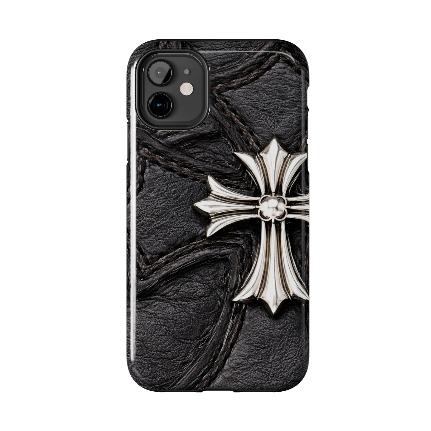 Black Leather Cross - Protective Phone Case