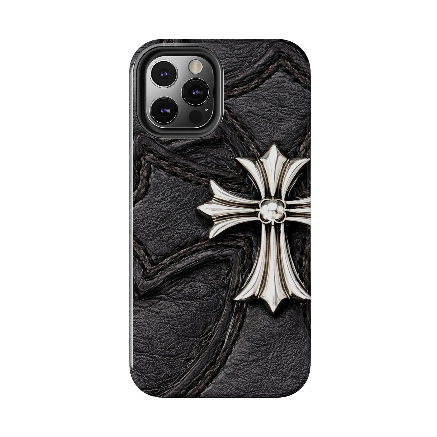 Black Leather Cross - Protective Phone Case