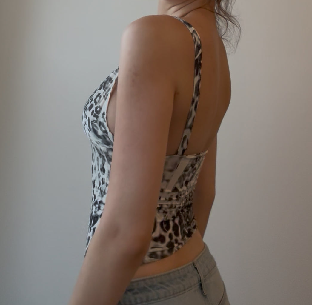 Y2K Black and White Fitted Top
