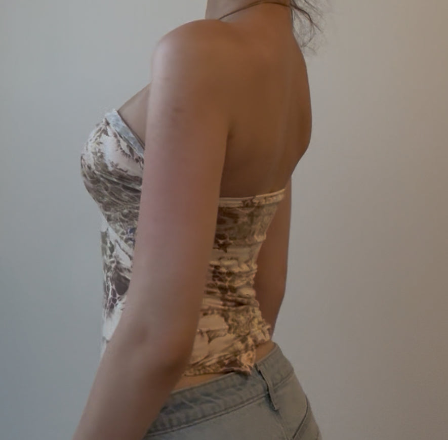 Floral Beige Tube Top