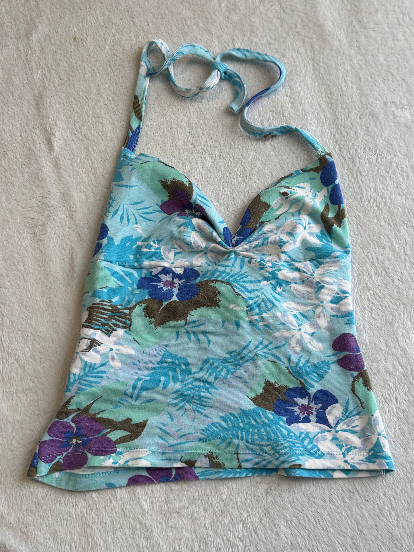 Summery Hibiscus Flower Halter Top