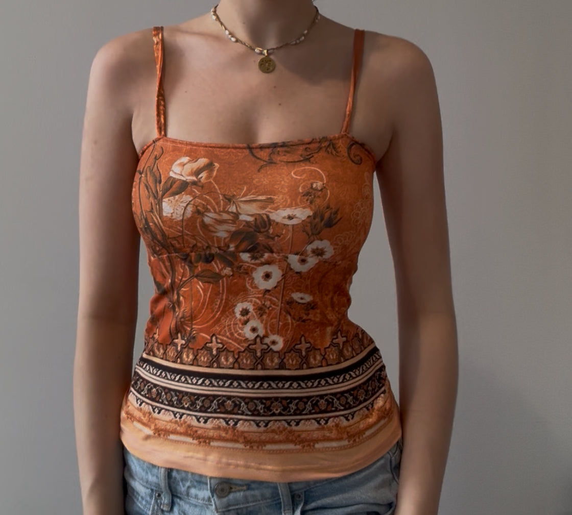 Orange and Brown Babydoll Cami