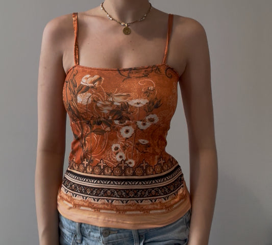 Orange and Brown Babydoll Cami