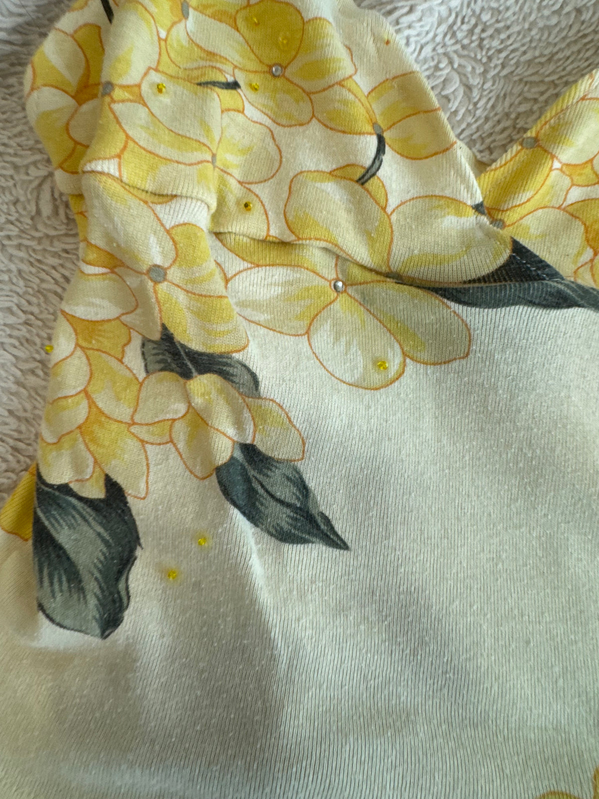 Yellow Floral Top with Sequins