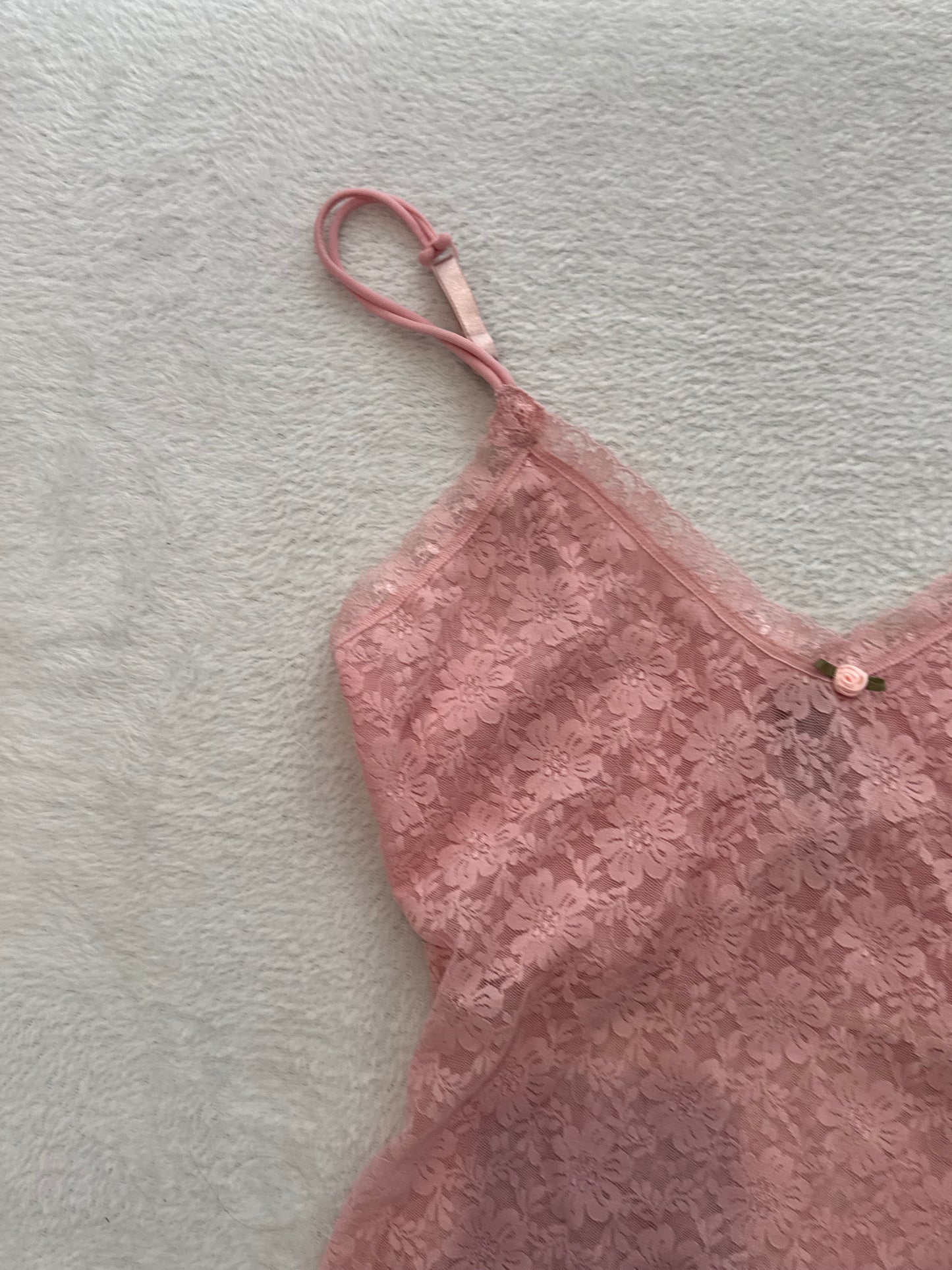 Pink Lace Cami with Flower