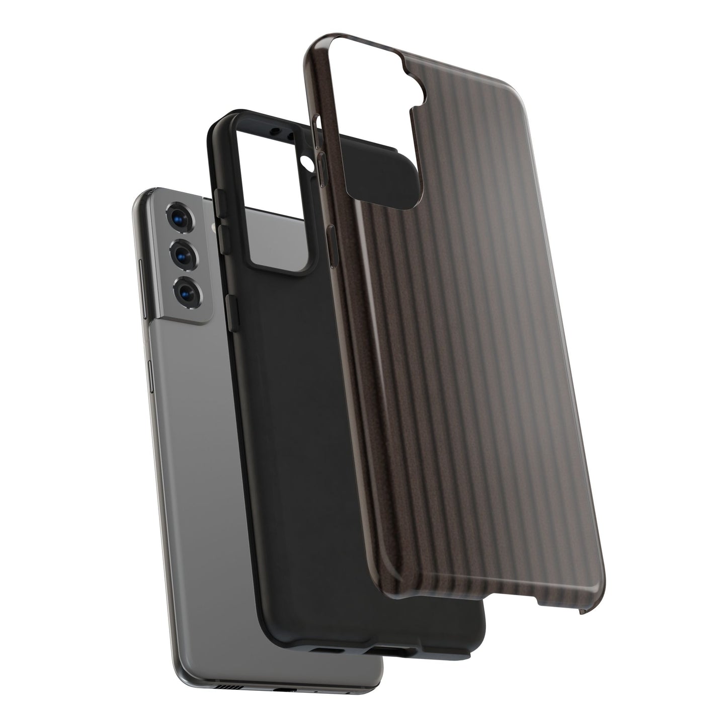 Ribbed Dark Brown Tough Phone Case – Slim Protective Mobile Cover