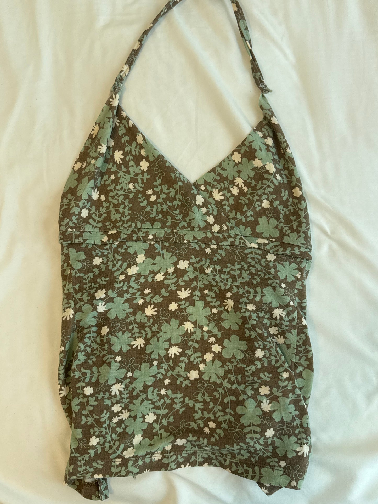 Brown and Green Floral Halter