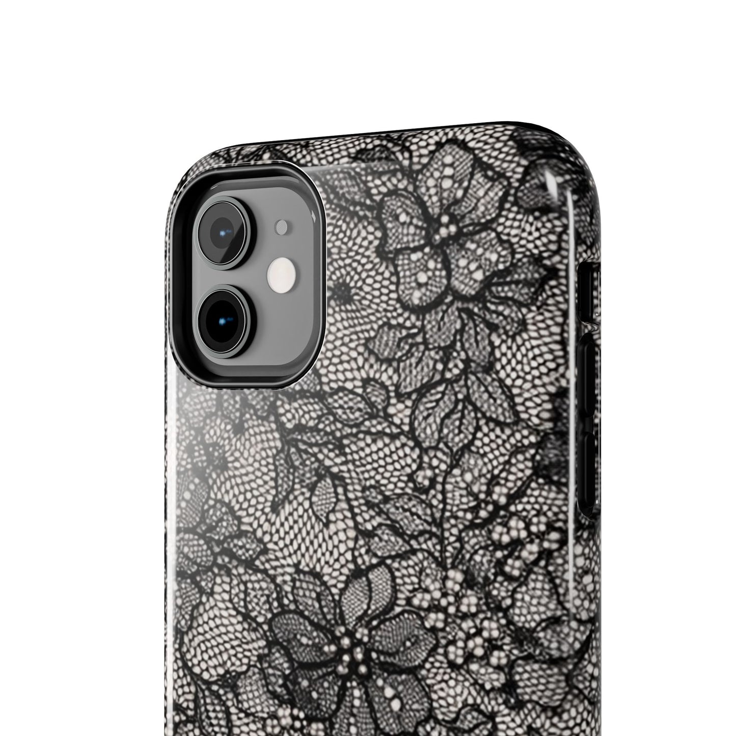 Black Floral Lace - Protective Phone Case