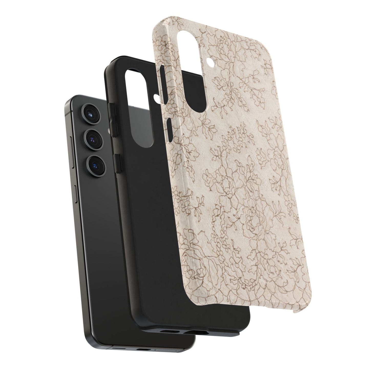 Vintage Beige Lace - Protective Phone Case