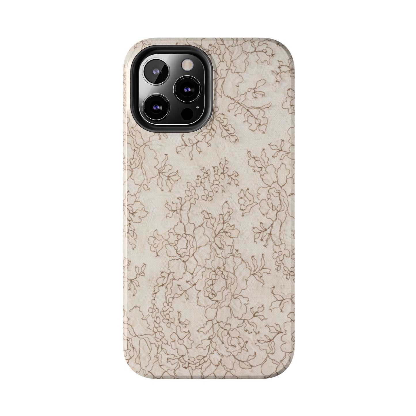 Vintage Beige Lace - Protective Phone Case