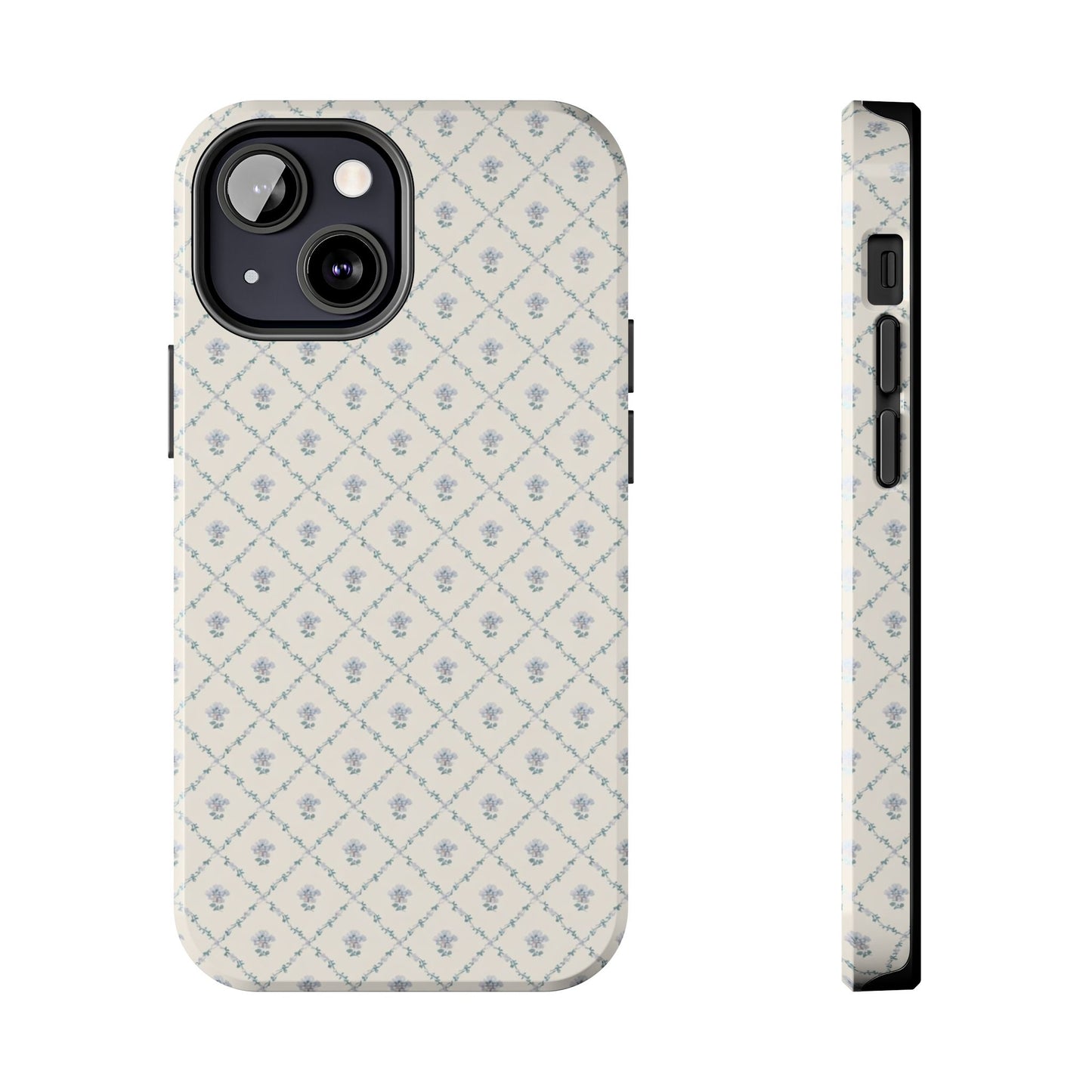 Vintage Blue Floral Wallpaper - Protective Phone Case