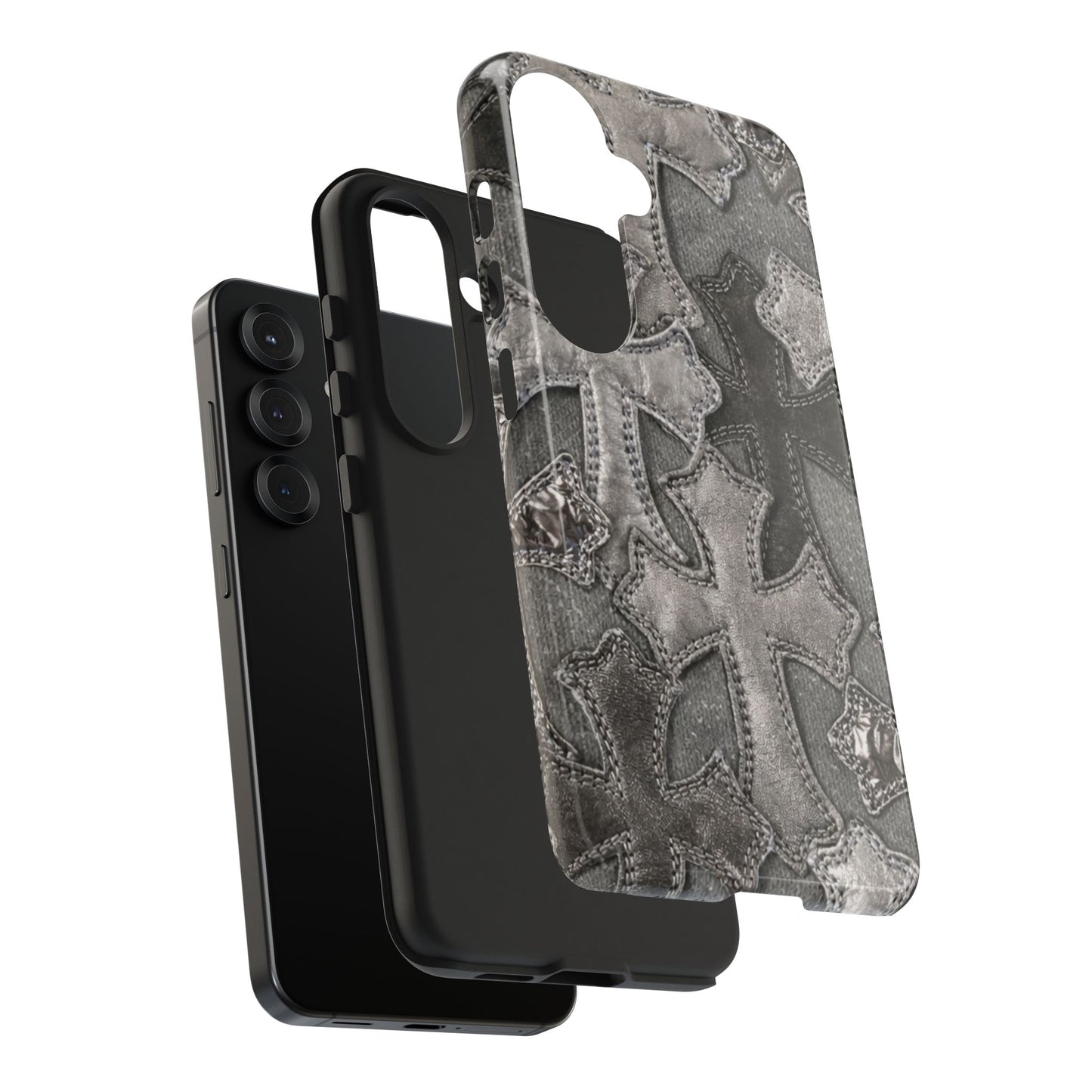 Grey Patchwork Crosses - Protective Phone Case