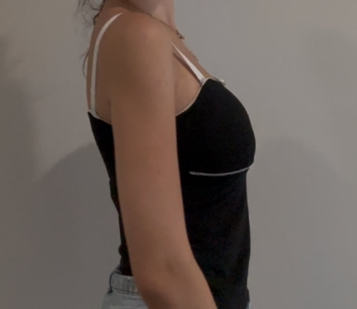 Black Cami with Lace Accents and Flower