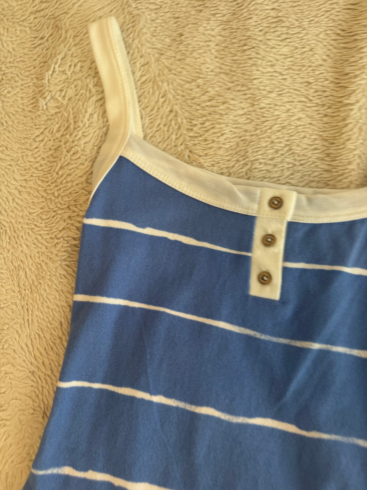 Blue and White Striped Fitted Top