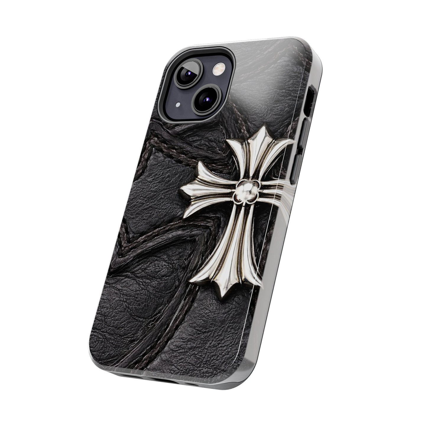Black Leather Cross - Protective Phone Case