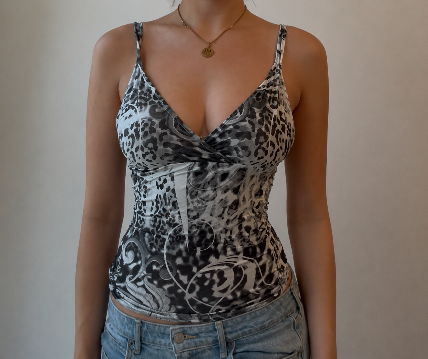 Y2K Black and White Fitted Top