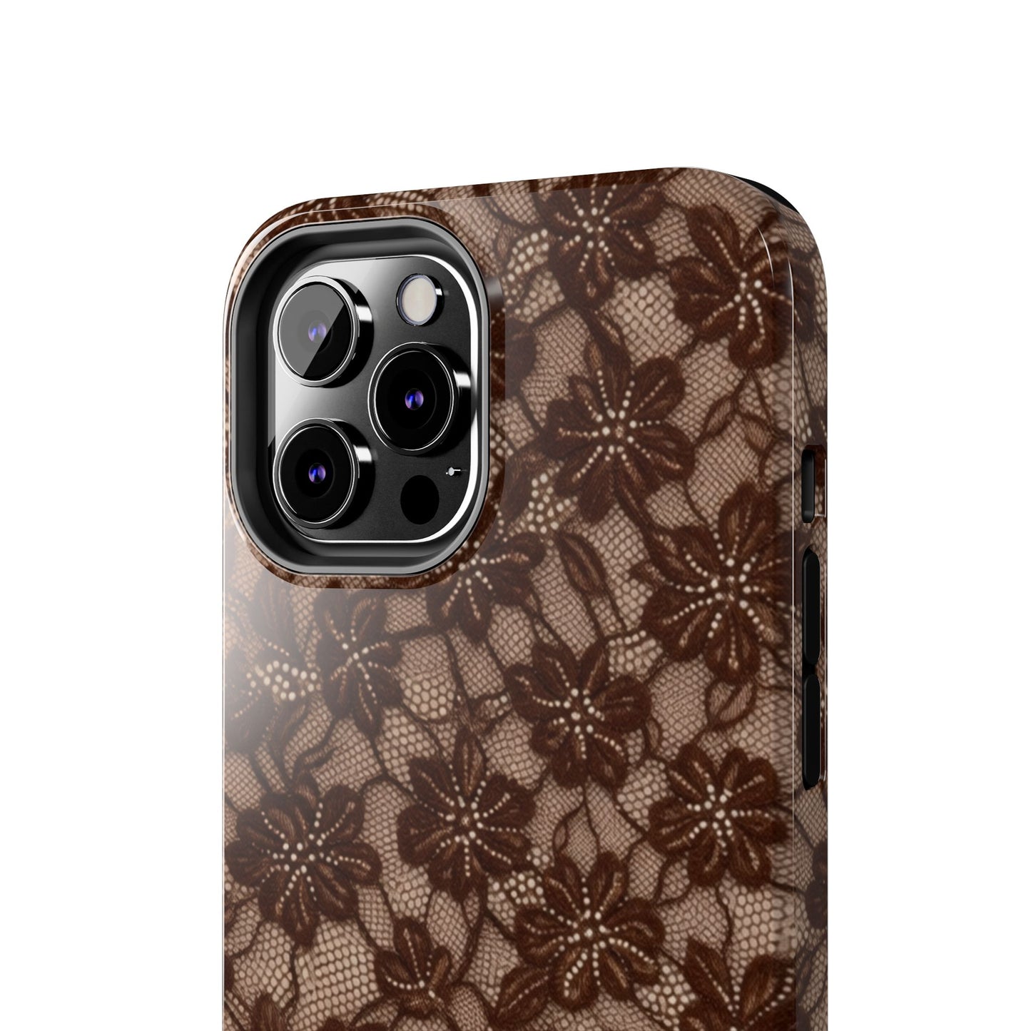 Brown Floral Lace - Protective Phone Case
