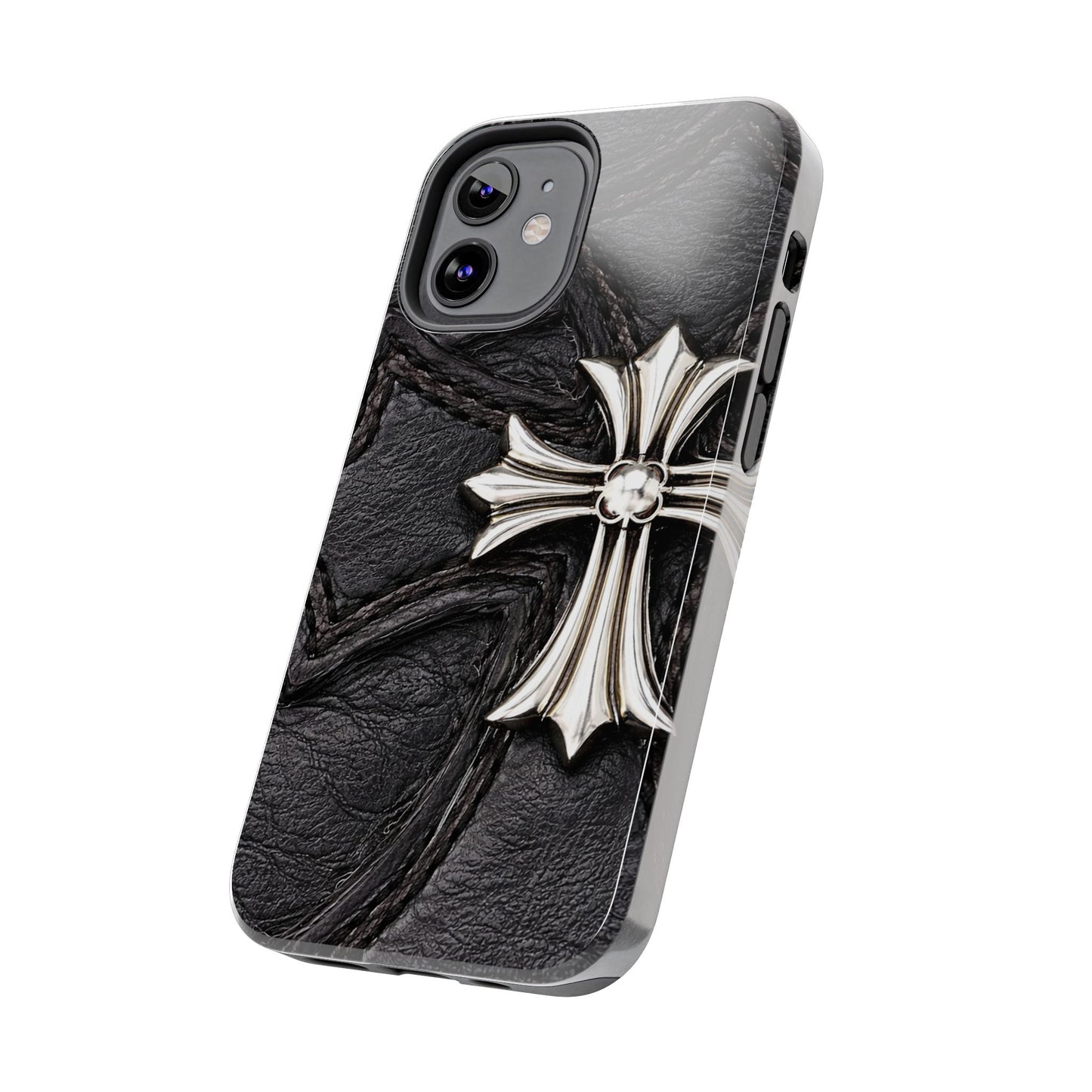 Black Leather Cross - Protective Phone Case