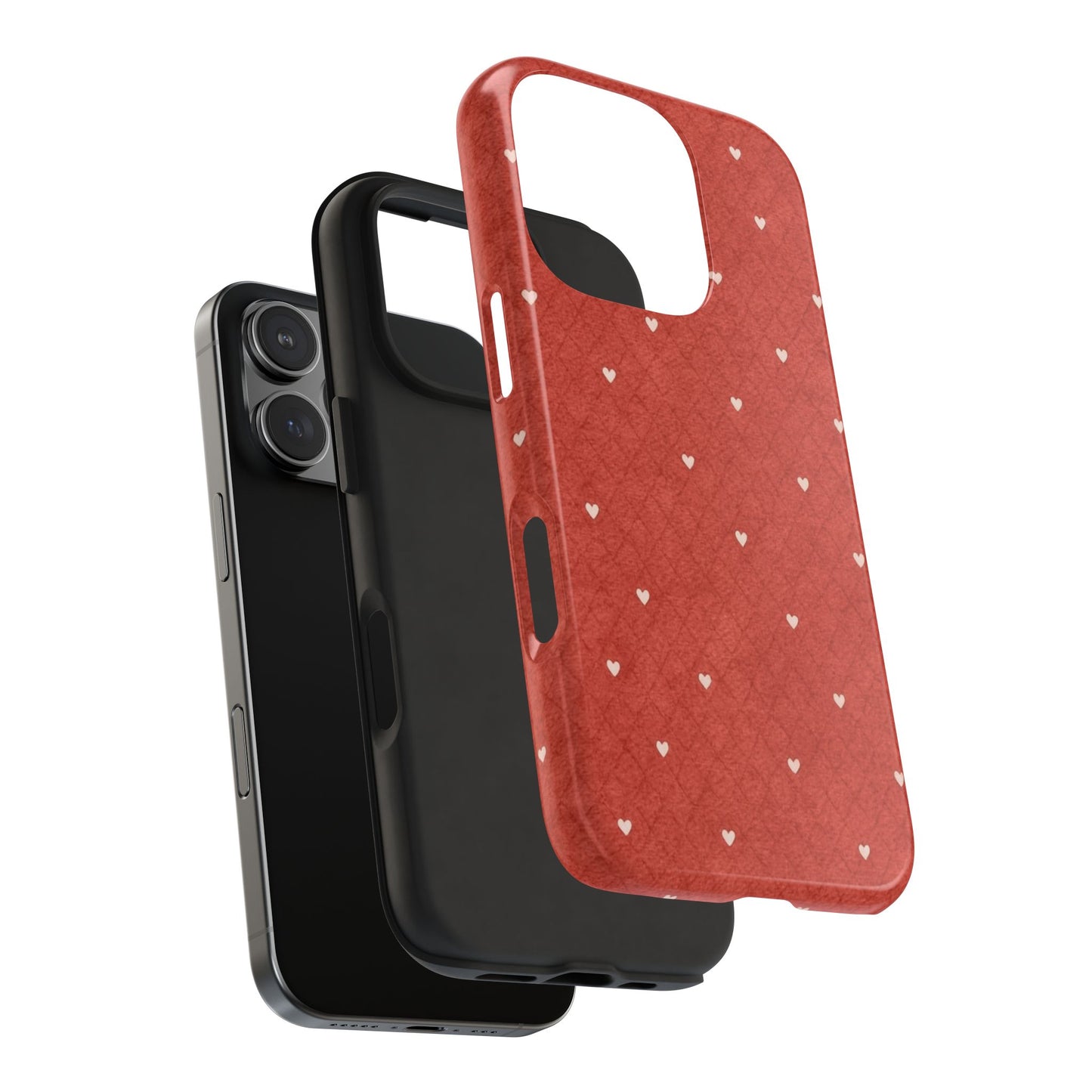 Red Quilted Hearts - Protective Phone Case