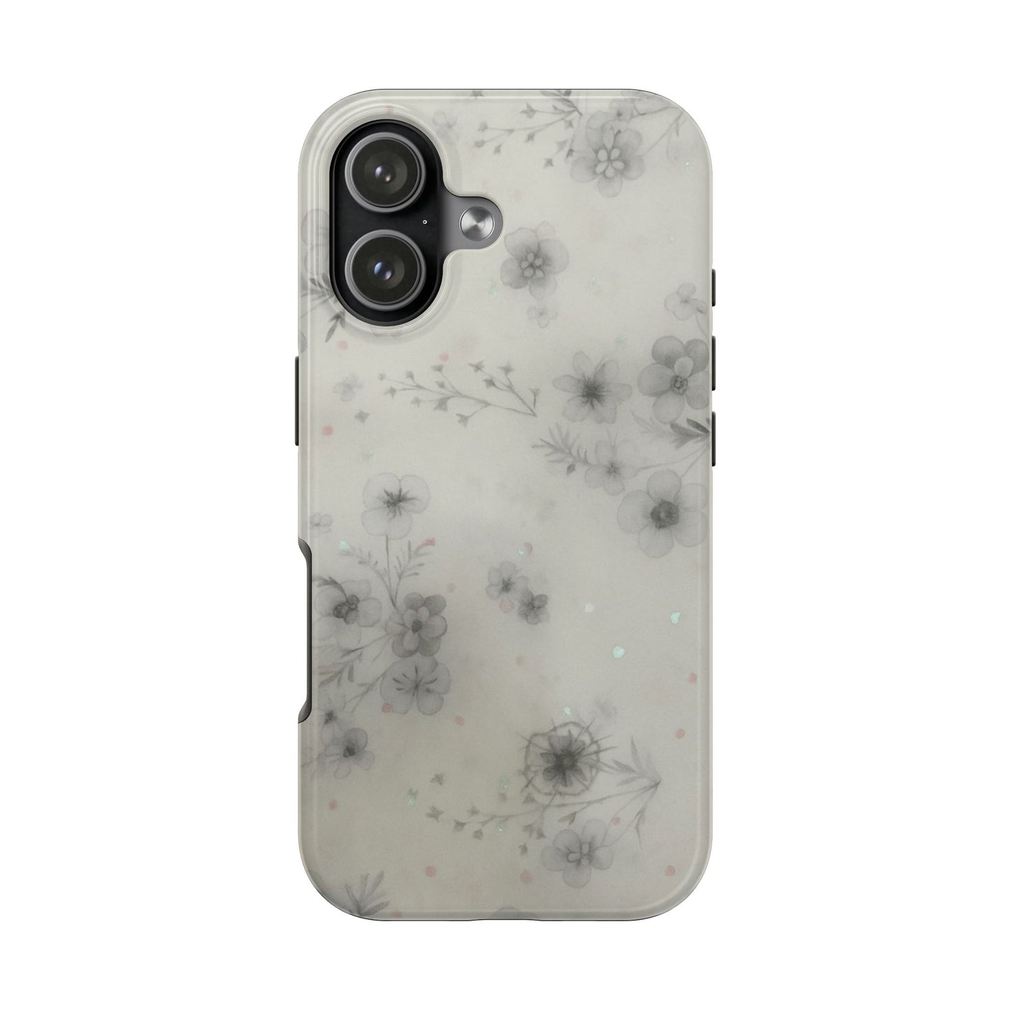 Misty Gray Floral - Protective Phone Case