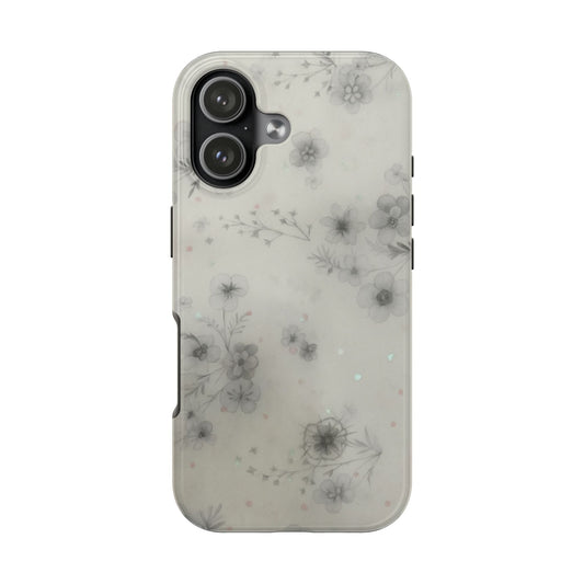 Misty Gray Floral - Protective Phone Case