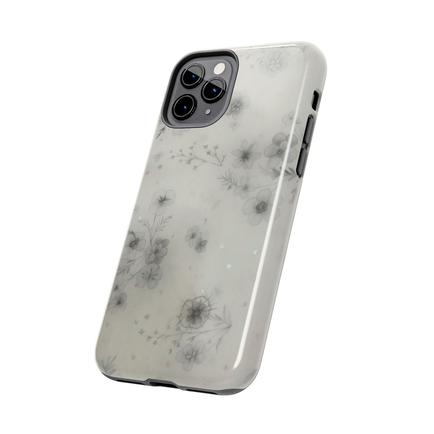 Misty Gray Floral - Protective Phone Case