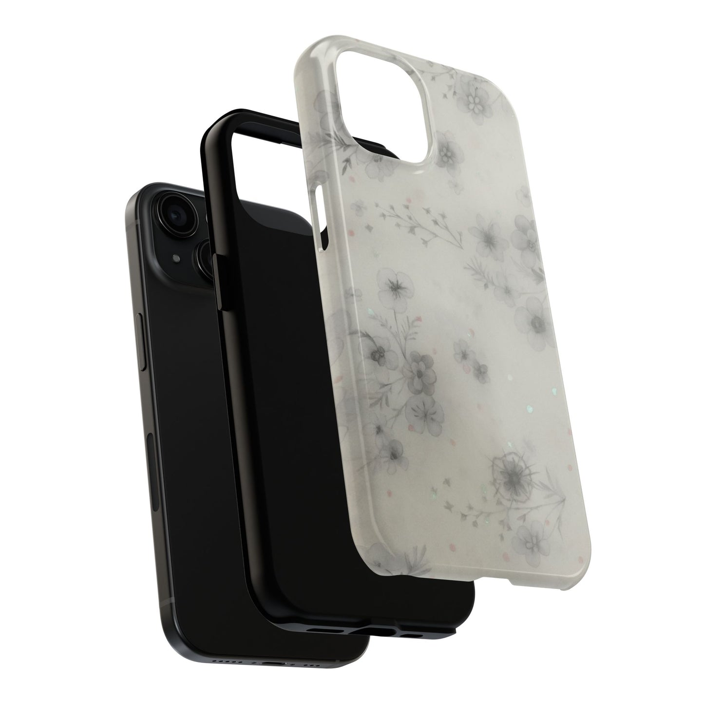 Misty Gray Floral - Protective Phone Case