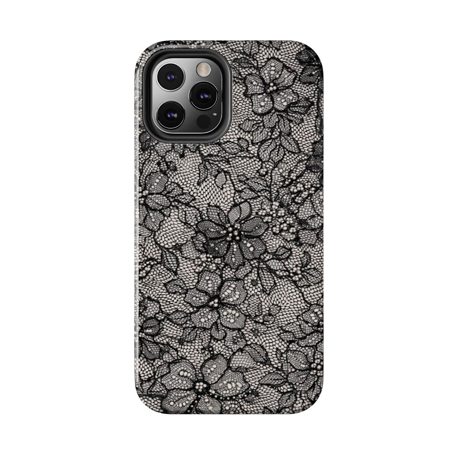 Black Floral Lace - Protective Phone Case