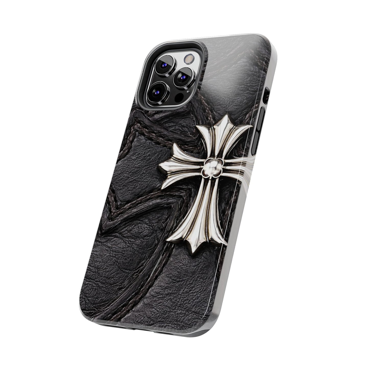 Black Leather Cross - Protective Phone Case