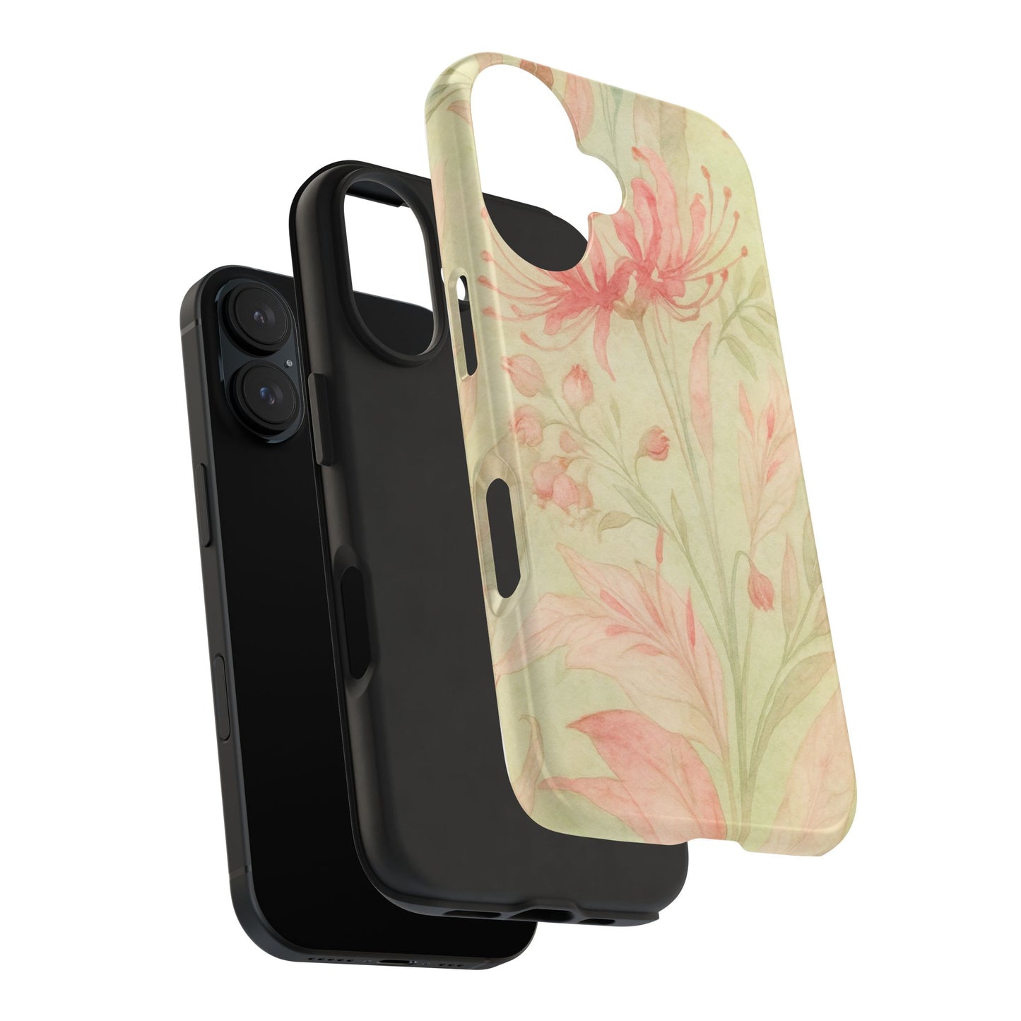 Pink Mint Floral - Protective Phone Case