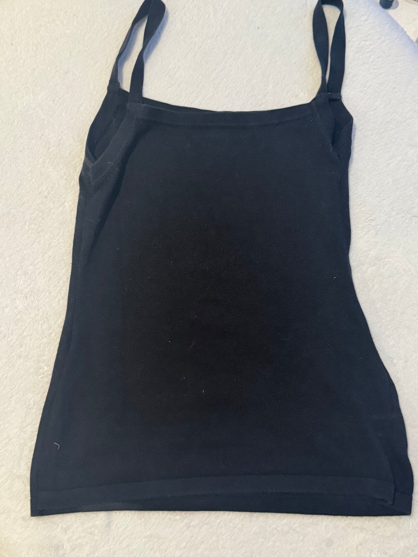 Black Fitted Cami with Floral Embroidery