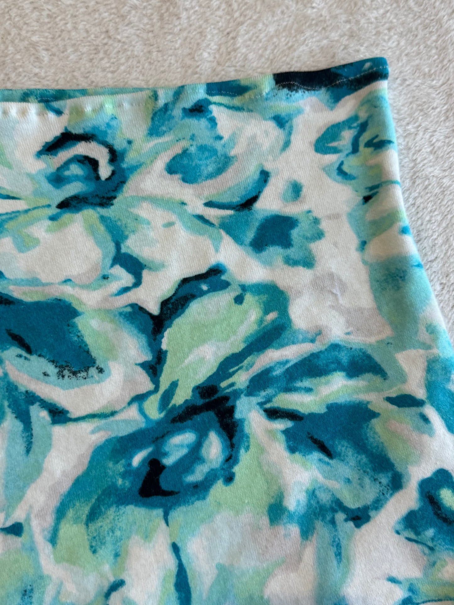 Boho Tube Top with Blue and Green Floral Design