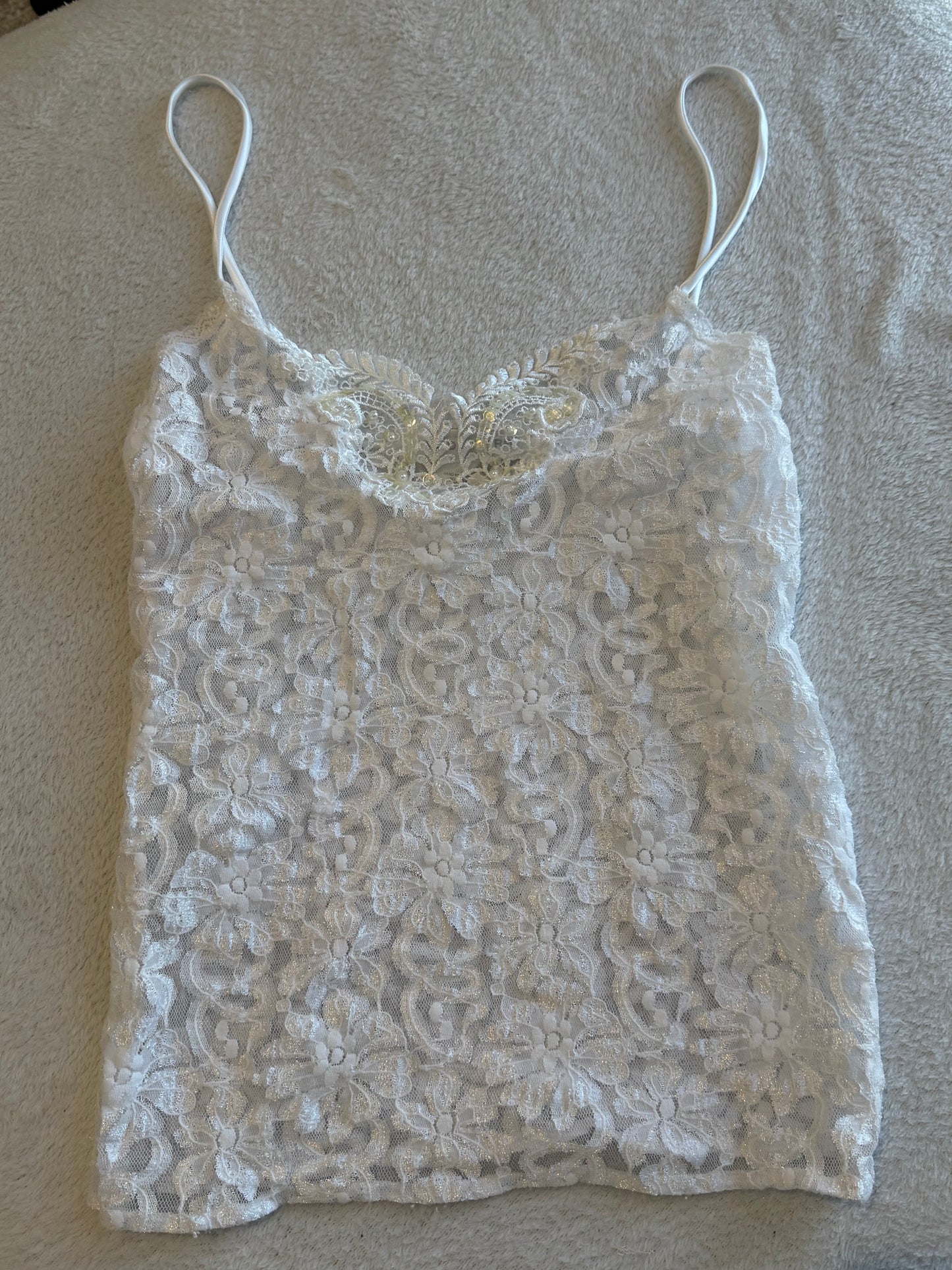 Lace Cami Top with Dainty Sequins