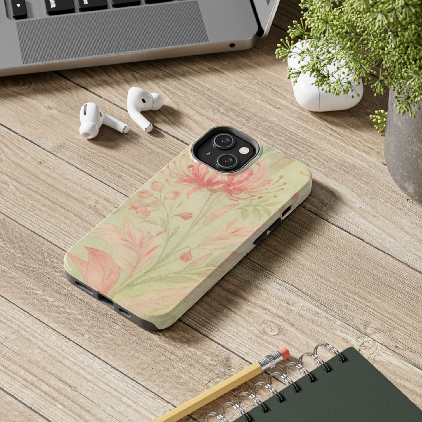 Pink Mint Floral - Protective Phone Case