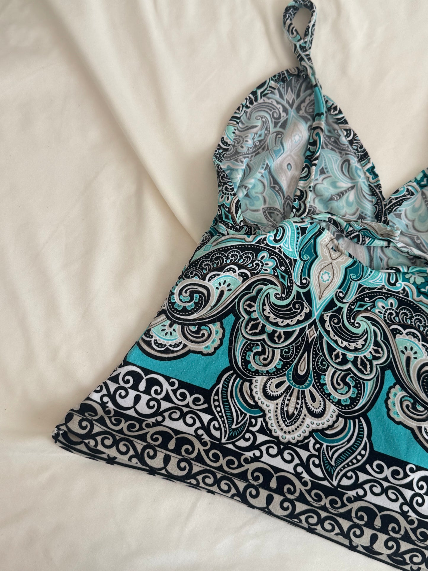 Y2K Aqua Babydoll Top with Unique Design
