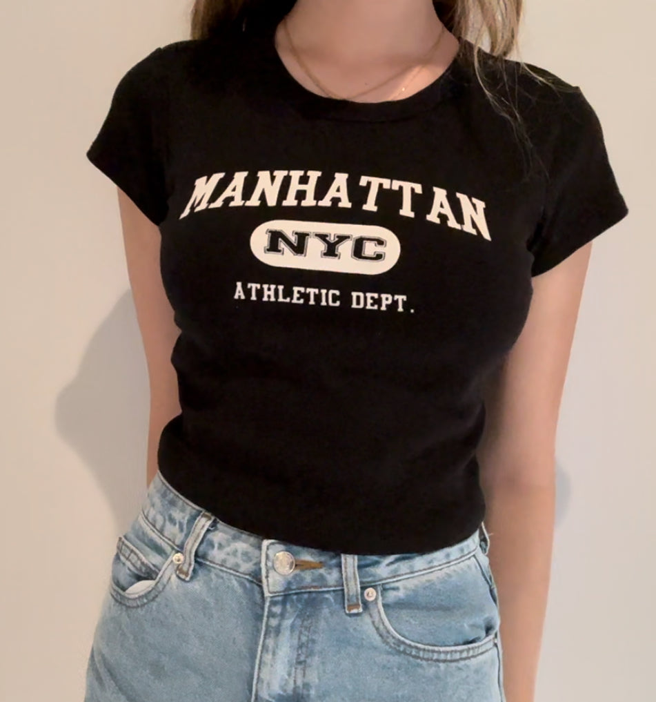 Black Manhattan NYC Baby Tee
