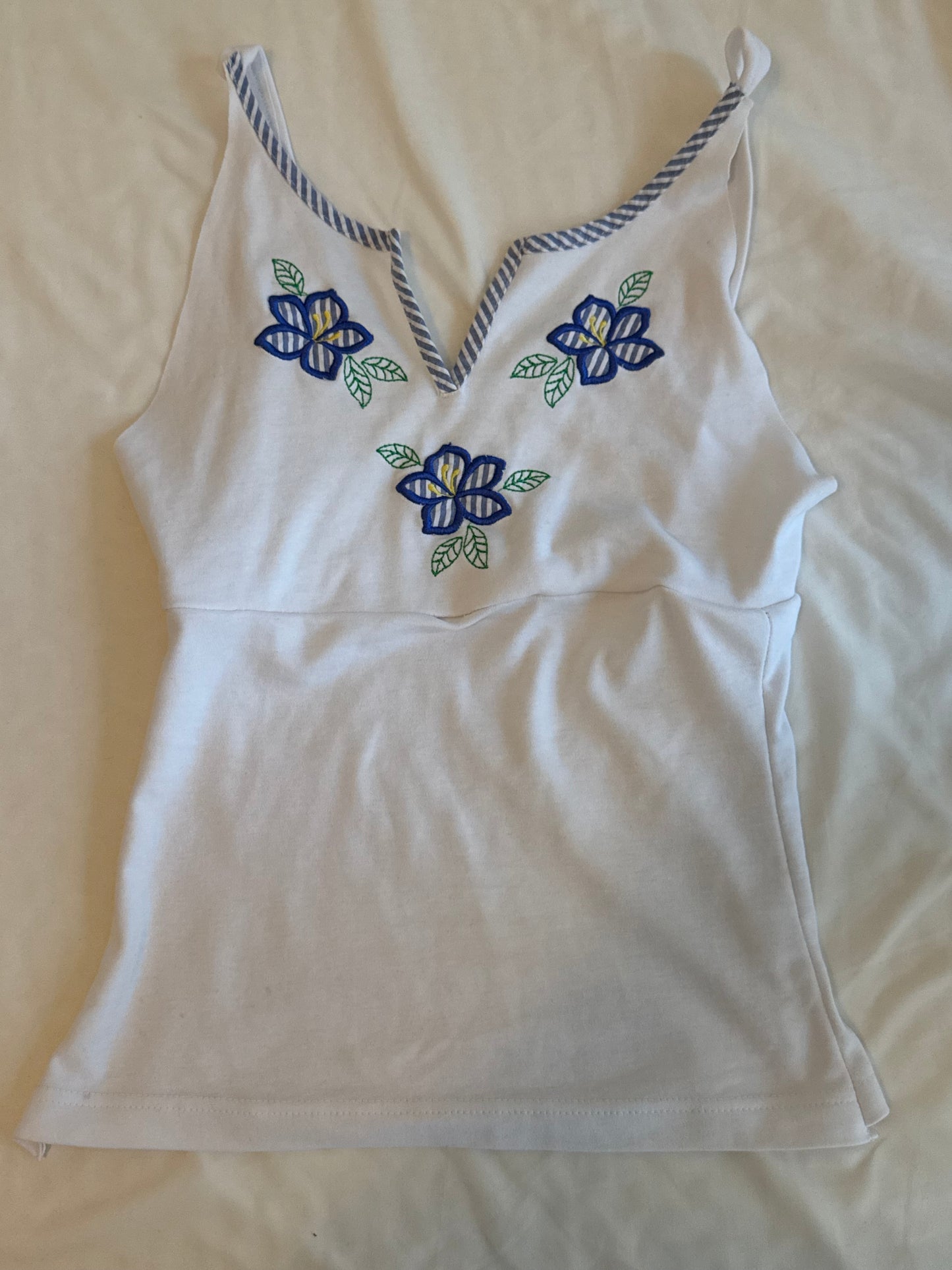 White Top with Floral Embrodiery