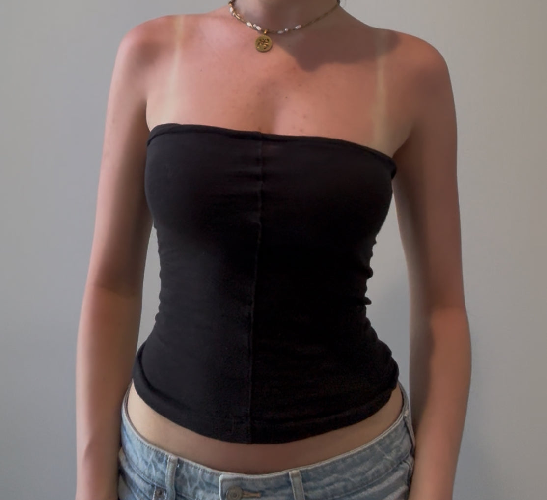 Black Tube Top with Middle Seam