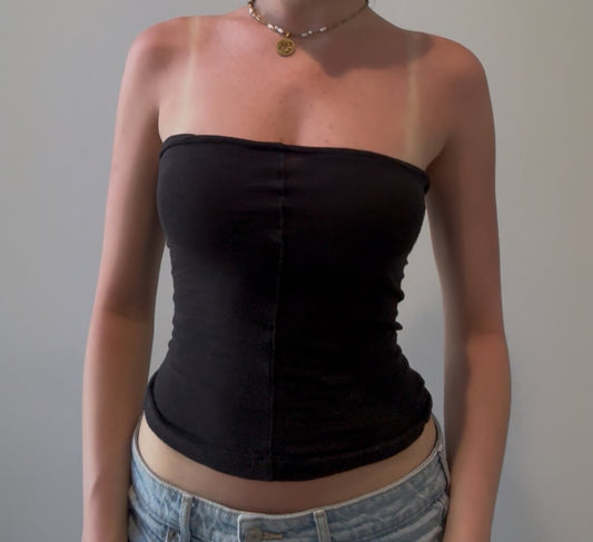 Black Tube Top with Middle Seam