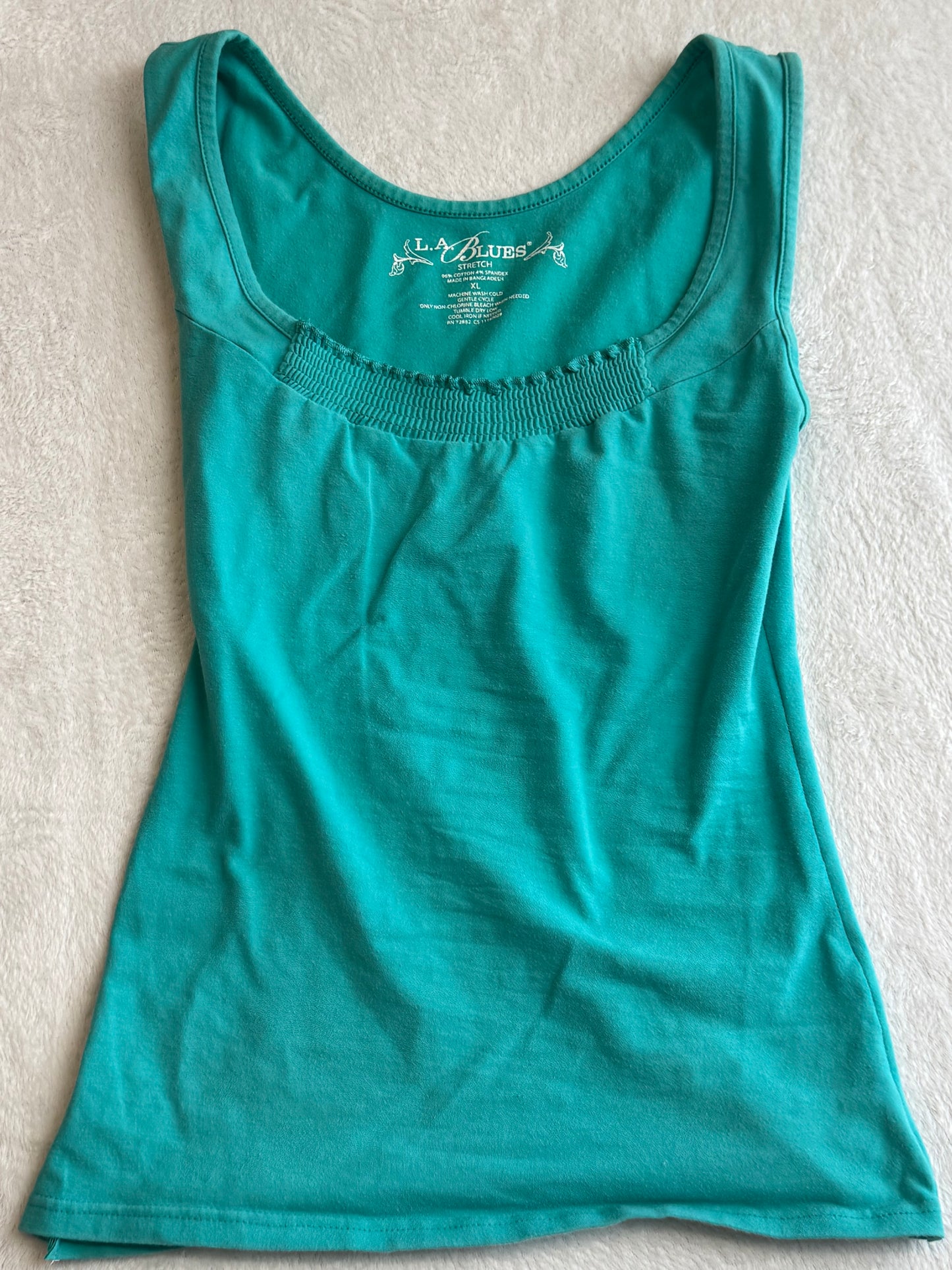 Teal Fitted Top with Ruffles