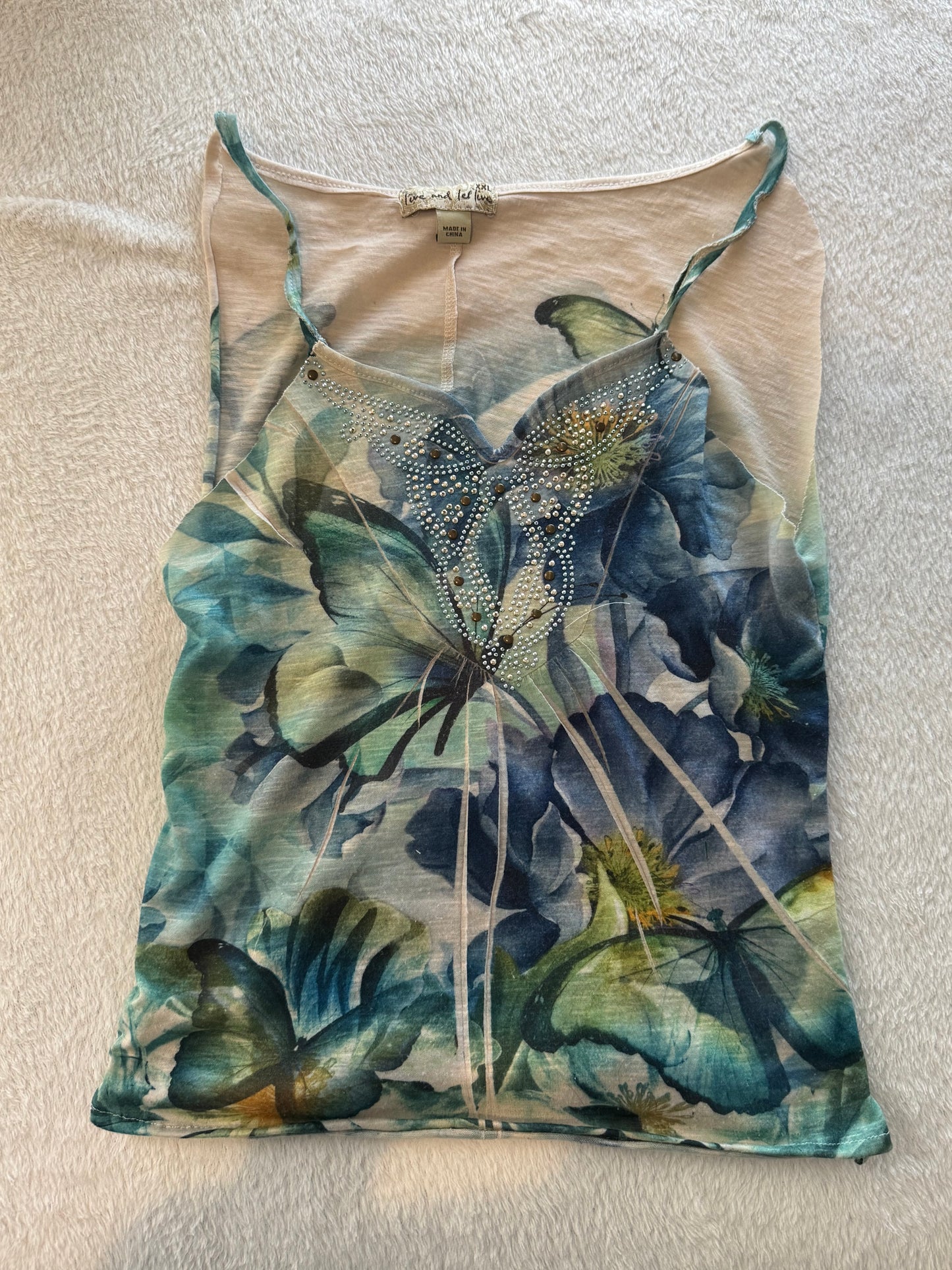 Rhinestone Butterfly Cami