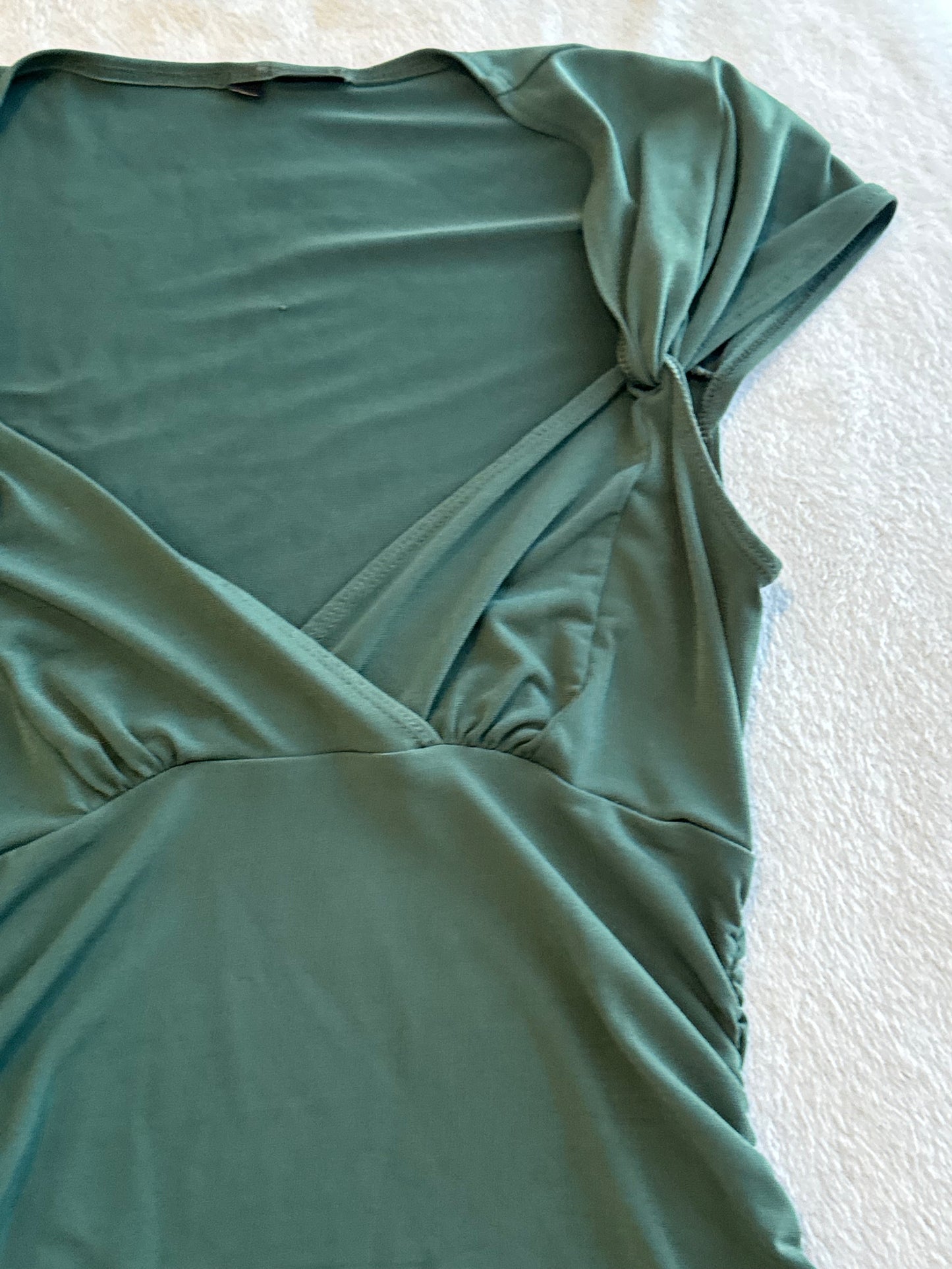 Green Fitted Top with Ruching