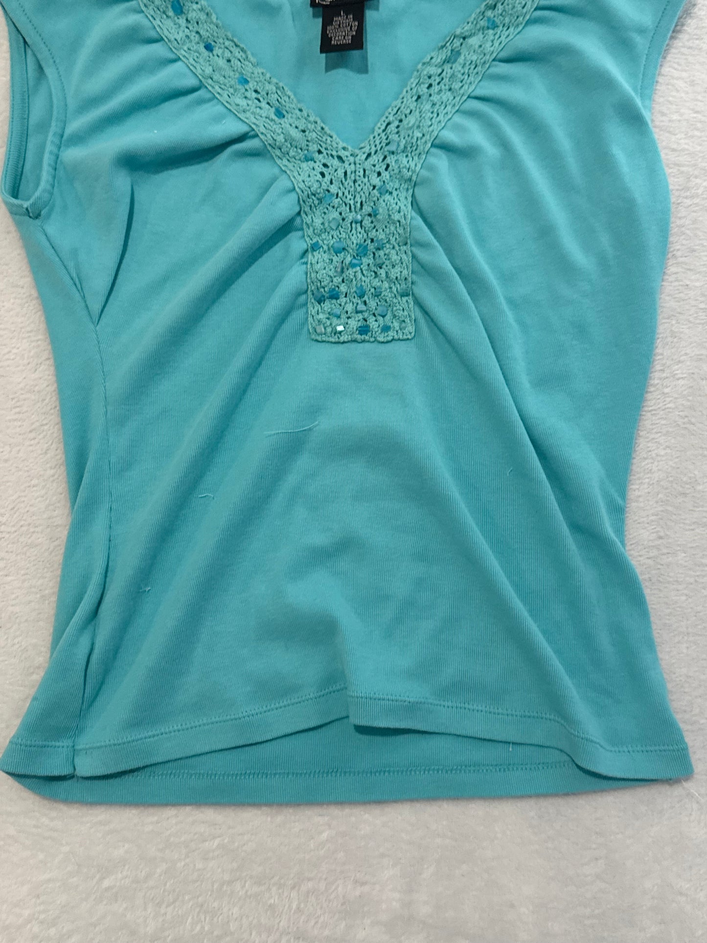 Blue Y2K top with Lace and Beading