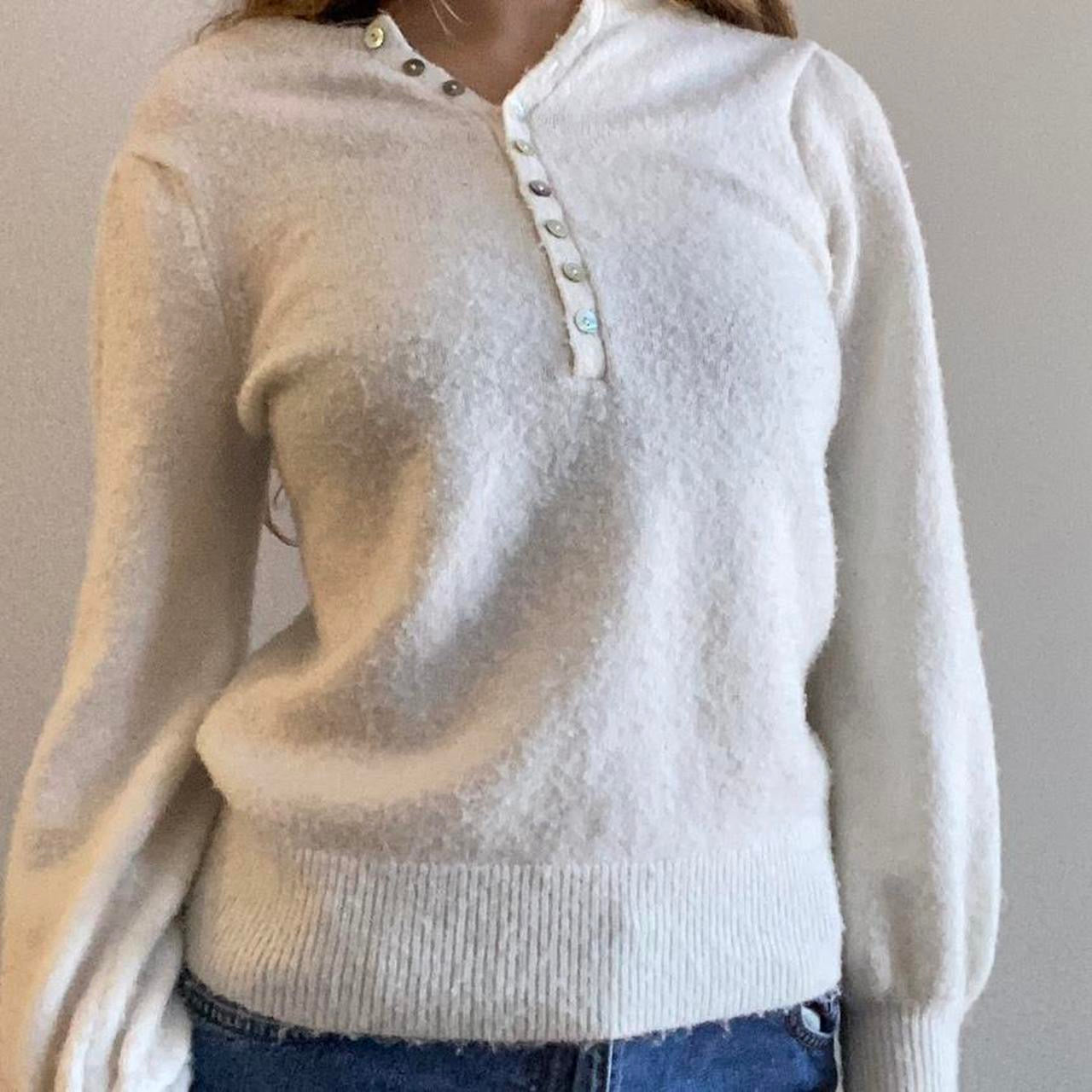 Adorable White Sweater with Buttons