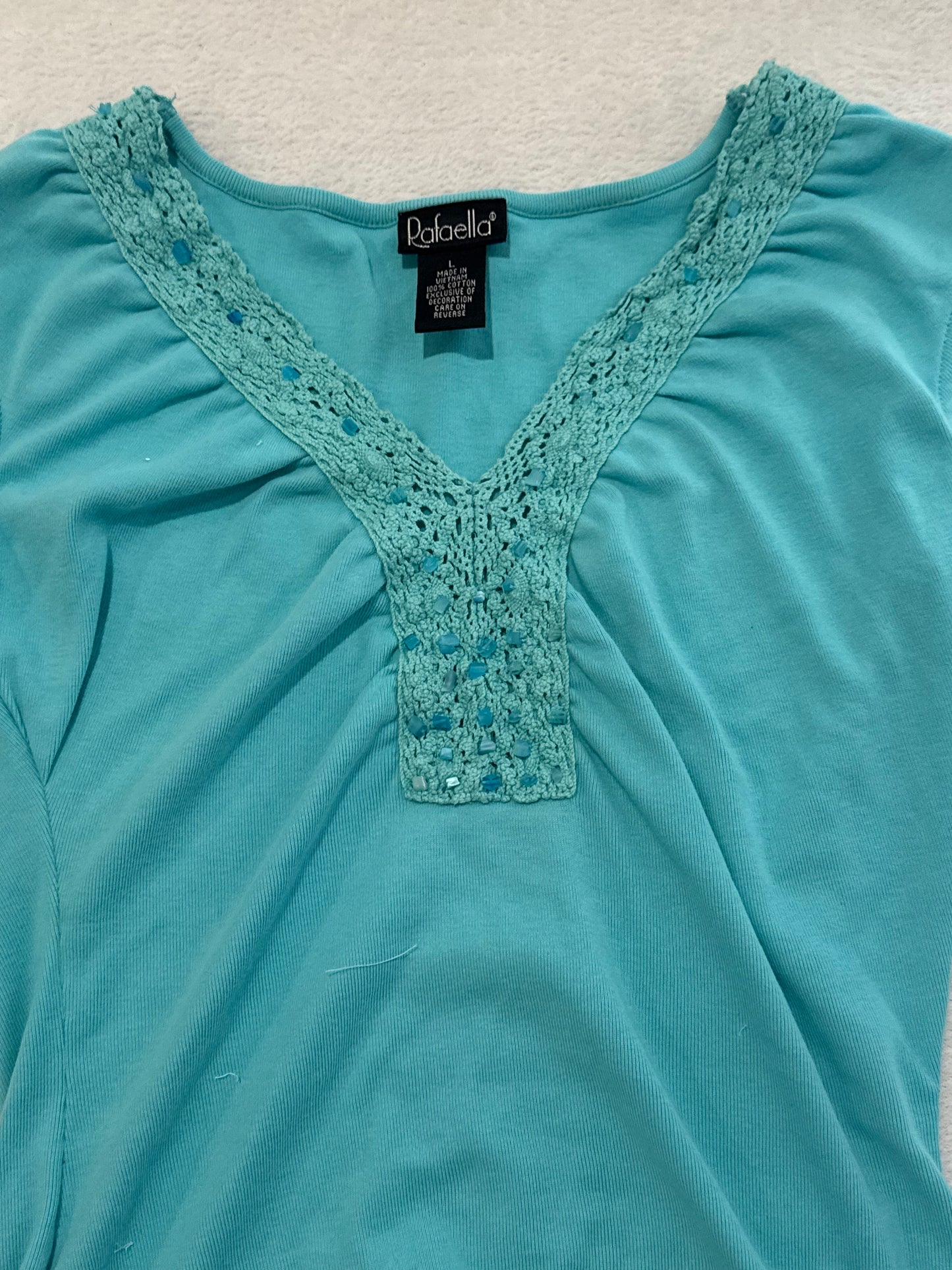 Blue Y2K top with Lace and Beading