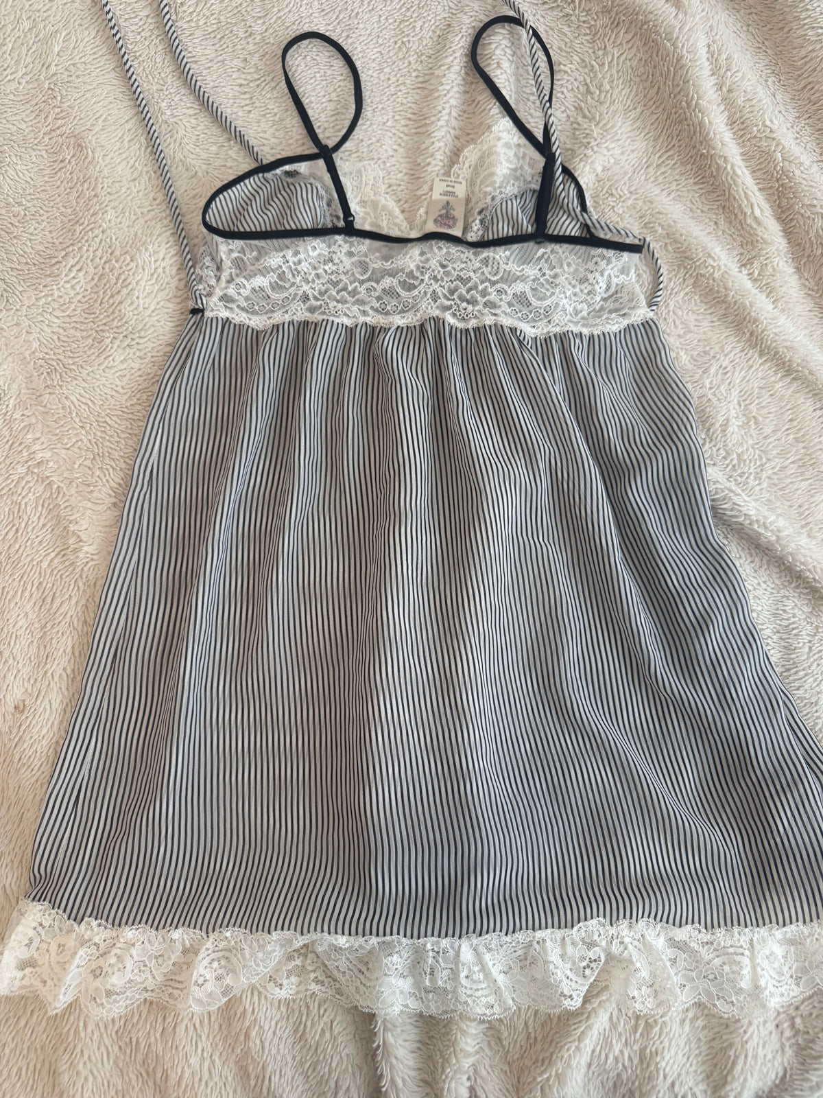 Black and White Striped Top with Lace