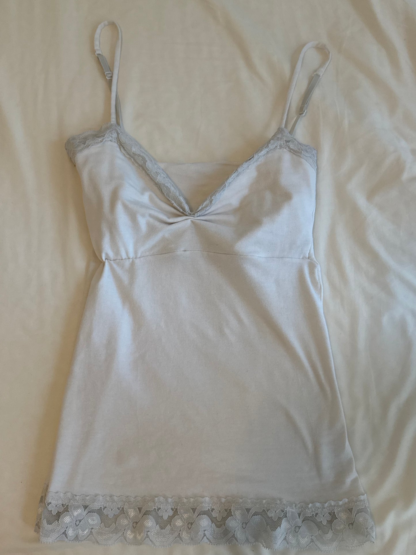 White Lace Cami with Ruching