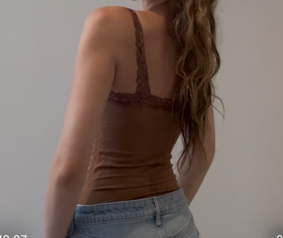 Fitted Brown Lace Cami