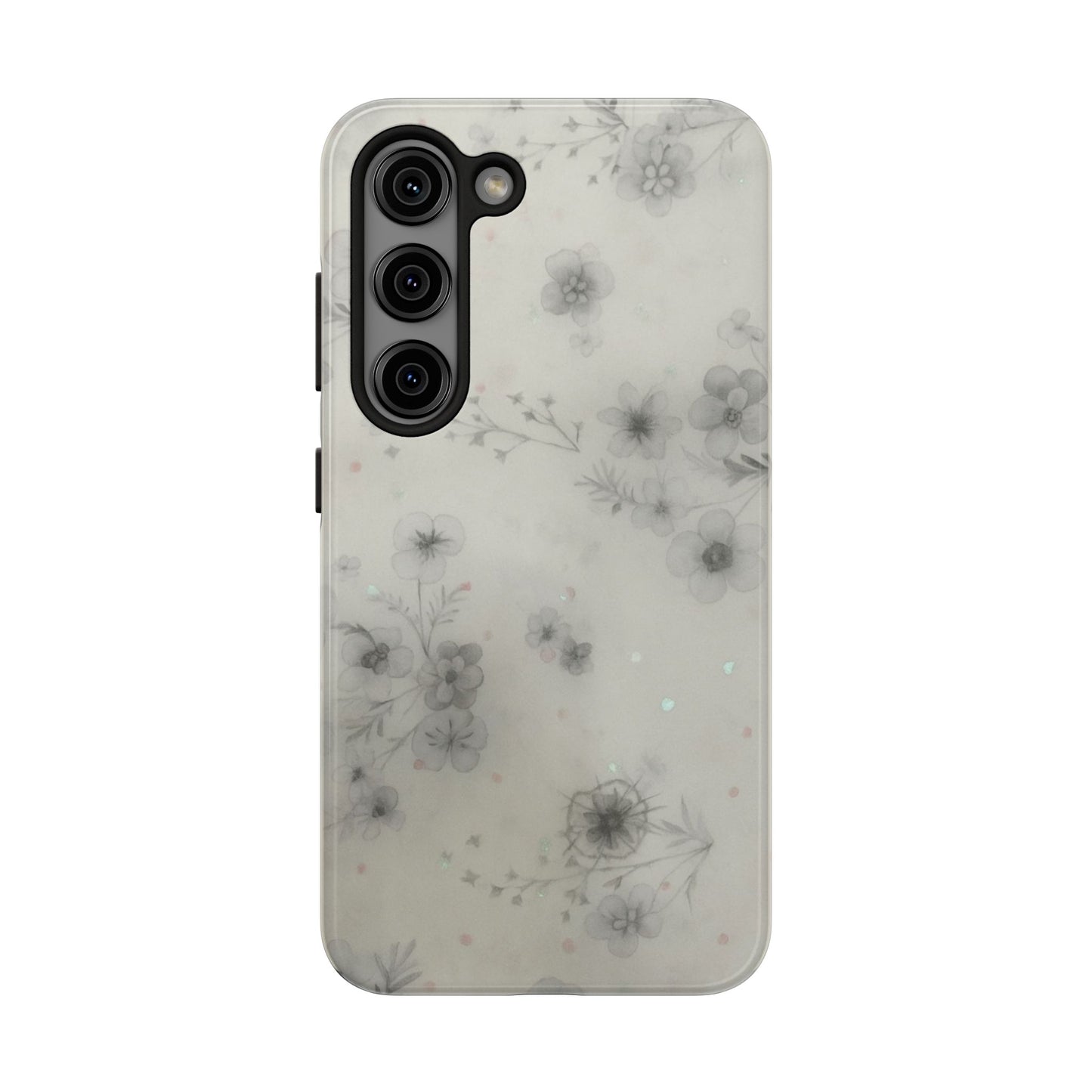 Misty Gray Floral - Protective Phone Case
