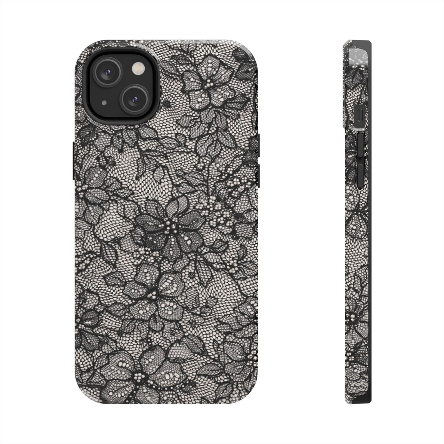 Black Floral Lace - Protective Phone Case